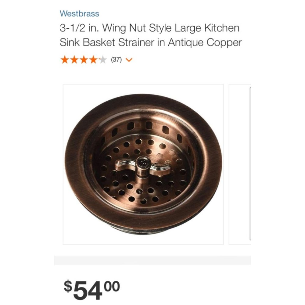 3-1/2 in. Wing Nut Style Large Kitchen Sink Basket Strainer in Antique Copper